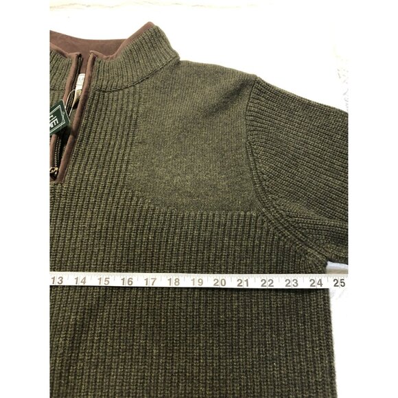 NWT L.L. Bean 100% LambsWool Sweater Size L-Reg Waterfowl Mens Olive Green - Picture 11 of 13